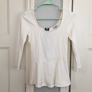 EXpress off-white peplum top, Size S